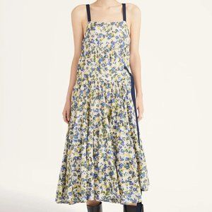 Merlette Birggi Midi Dress Floral Printed Ruffle Tiered Cotton Resort XS 261905